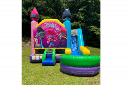 33 1722360932 Trolls 6in 1 bounce house w slide(DRY)