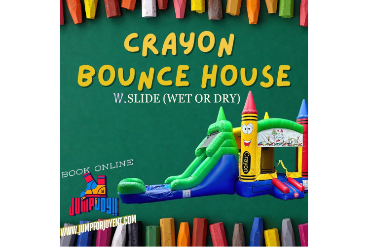 Crayon bounce house w slide