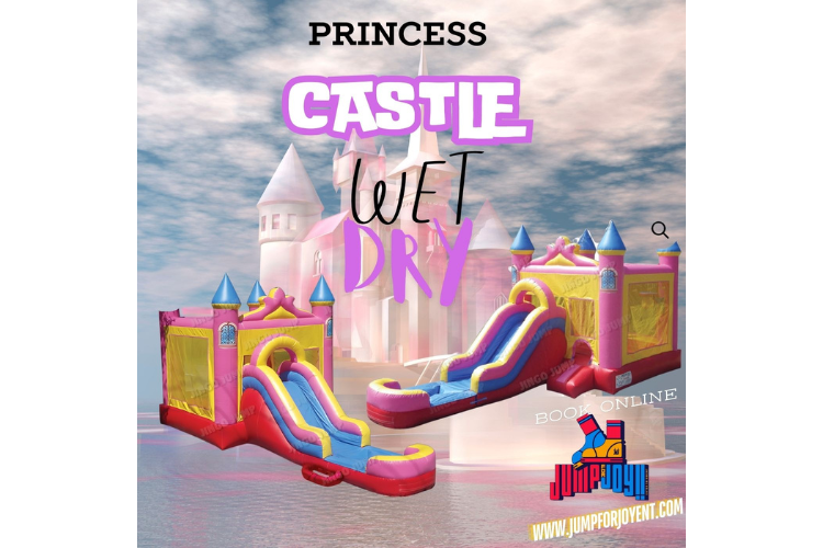 Princess castle bounce house w slide(DRY)